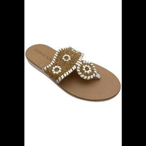 Jack Rogers Women's Leather Non-Slip Sandals Boating Jacks Cork/White - Medium